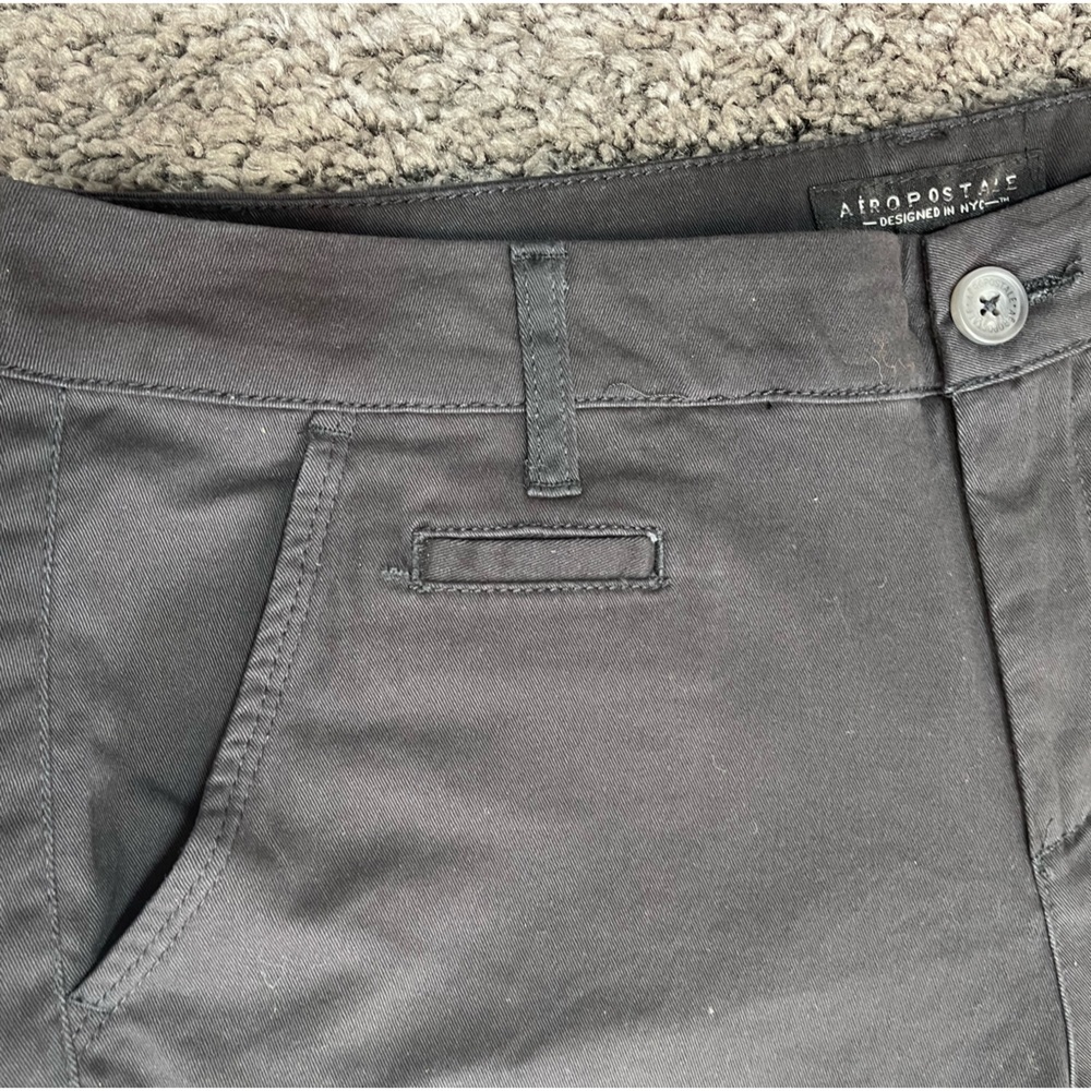 Aeropostale Black Shorts skinny cotton stretch women’s size 10 Long - Picture 5 of 13